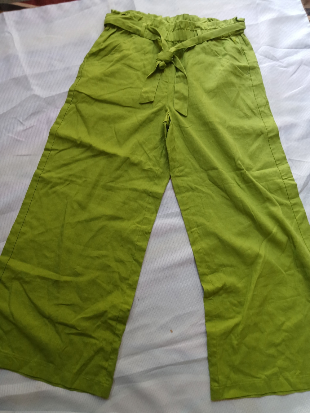 Morgan Taylor Chartreuse Tie-Waist Wide Leg Pants